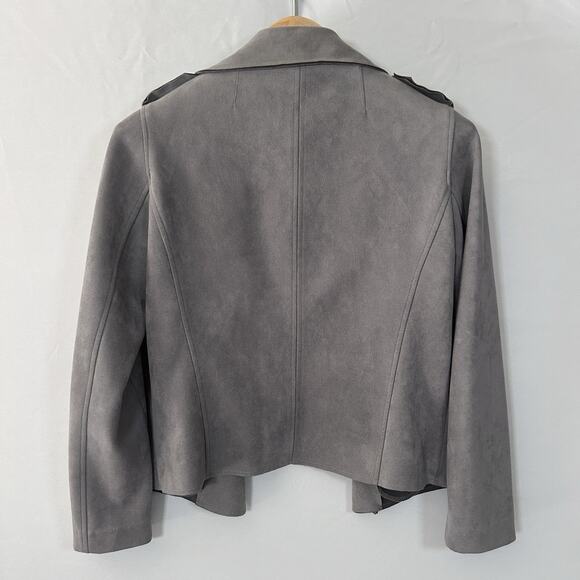 KUT from the Kloth Moto Jacket Gray Faux Suede Waterfall Size Small - Picture 2 of 6